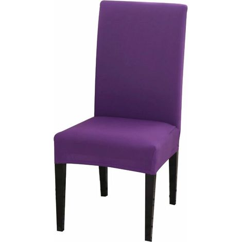 Dining Chair Covers High Back Polyester Spandex Elastic Dining Chair Slipcovers Protector Kitchen Chair Seat Covers, Washable & Removable (Purple, Set of 2) (1/4)