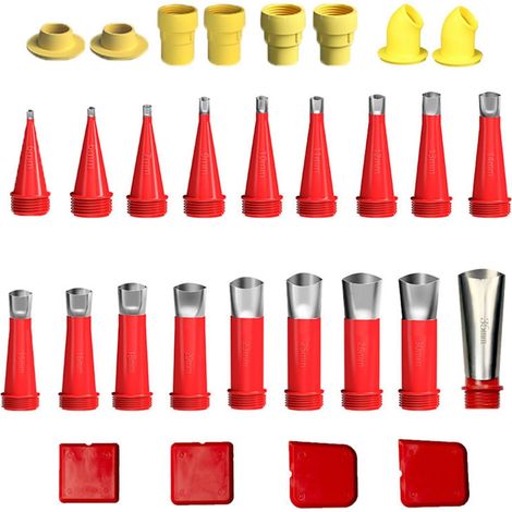 Buse De Jointoiement - Acier Inoxydable - Pour Colles Et Silicones - 16 Tailles - 6 Raccords - Kit Complet (1/5)