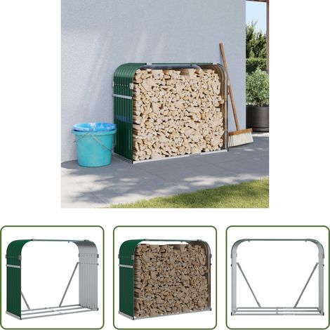 vidaXL Bois de chauffage - Porte-bûches vert 120x45x100 cm acier galvanisé (1/5)