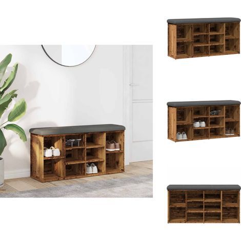 Banc à chaussures vieux bois 102x32x50 cm bois d'ingénierie - Banc À Chaussures - Bancs À Chaussures - Banc - Banc De Couloir (1/5)