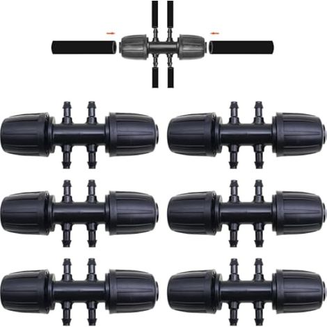Raccords d'irrigation 1/2 pouce, 6 voies Connecteur de Tuyau D'irrigation de Jardin, Raccord D'irrigation Goutte à Goutte pour Tuyau PE de 16 mm à 4/7 (6 pcs) (1/5)