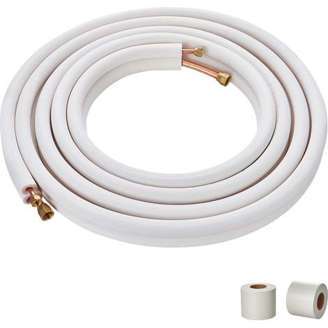 Mophorn 7620 mm Mini-Split-Leitungssatz, 6,4mm und 9,5mm Außendurchmesser. Kupferrohre mit dreischichtiger Isolierung, für Mini-Split-Klimaanlagen, Kältemittel,Heizungspumpenausrüstung und HVAC,inkl (1/5)
