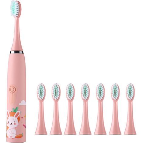 cepillo de dientes sónico, 8 cabezales, temporizador de 2 minutos, resistente al agua, para niños de 2 a 15 años. (1/5)