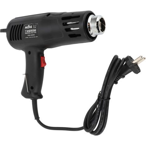 Pistola de aire caliente industrial de 1200 W con doble temperatura, soporte de boquilla giratorio y cable calefactor aislado para envoltura de film automotriz, 220 V 50 Hz, enchufe europeo. (1/5)