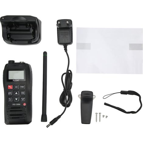 Talkies-walkies marins 6W/1W VHF flottants portatifs avec chargeur AC100-240V, prise UE, émetteur-récepteur étanche (1/5)