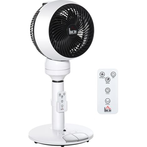 9-Inch Air Circulator Fan with 3 Speeds, 3 Modes, 70° Oscillation, 90° Tilt, Remote Control for Home and Office, Black and White