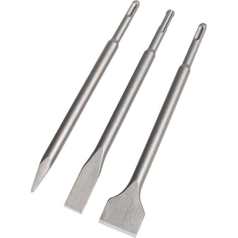 Burins SDS, Set 3 (22-25CM Ciseau, Ciseau étroit, Pointerolle) pour Perceuses légères et Marteaux à percussion Travail standard dans le Béton/Bloc de construction (1/5)