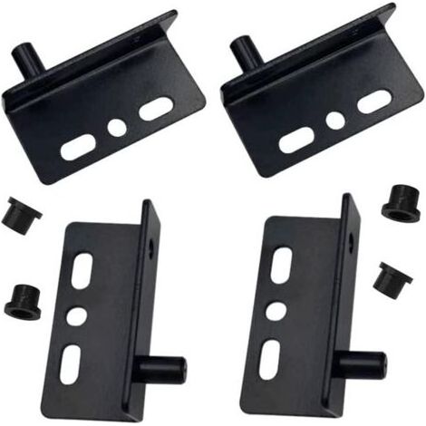 Lot de 4 charnières pivotantes de porte avec douille, noir à angle droit, accessoires de quincaillerie avec vis et capuchons en plastique (1/5)