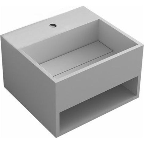 Nemo Stock Java Style lave-mains cubique avec tablette 330 x 330 mm composite minéral blanc mat