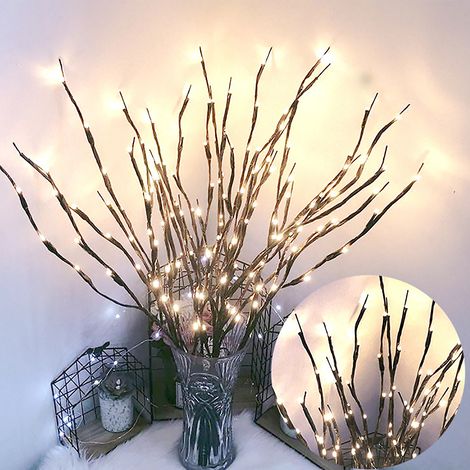 Branche Lumineuse Décorative avec 20 LED, Artificiale Lifelike Blanc Warm, 77cm (30in) pour Vase, Home Room, Powered by AA Batteries (1/5)