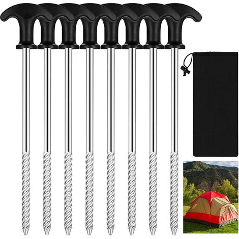 8 Pcs Piquets de Tente, Piquet de Tente a Visser, 21 cm Piquet Ancrage Sol, Piquets de Camping en Métal, Piquet de Fixation au Sol pour Tente Bâche Jardin Camping (1/5)