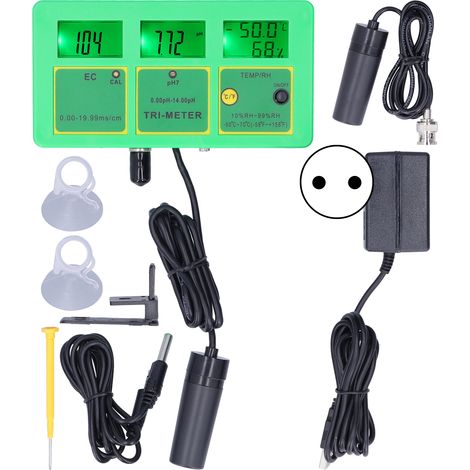 Tester de Calidad del Agua Medidor de pH y Conductividad EC con Compensación de Temperatura Pantalla LCD Retroiluminada – Ideal para Piscinas y Acuarios (1/5)