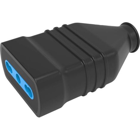 Presa bivalente 10/16A 2P + T cavo assiale nero