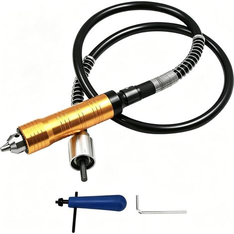 6mm Arbre Flexible Perceuse Universel, Mandrin Perceuse a Rallonge, avec Mandrin à Clé 0,3‑6,5mm pour Meuleuse Outil Multifonction Rotatif (1/5)