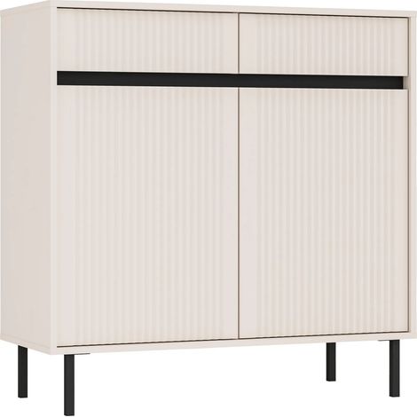 AX LIVING Sideboard Bodrum Kommode 2 Türen 2 Schubladen 100 cm Sandbeige