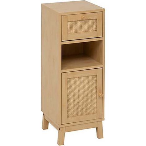 Meuble de rangement avec 1 porte et un tiroir, coloris marron - Longueur 30 x Profondeur 30 x Hauteur 80 cm (1/5)