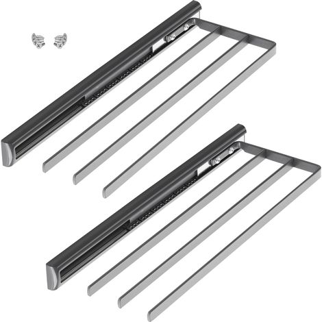 Kesseböhmer Teleskop-Handtuchauszug anthrazit - 2 STÜCK 3-armig Länge 410 mm (ausgezogen ca. 710 mm) Handtuchhalter von SOTECH (1/5)