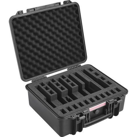 Valise rigide pour pistolet avec mousse prédécoupée, étanche et anti-poussière pour 6 armes, 49 x 43,5 x 21 cm, mallette verrouillable noire (1/5)