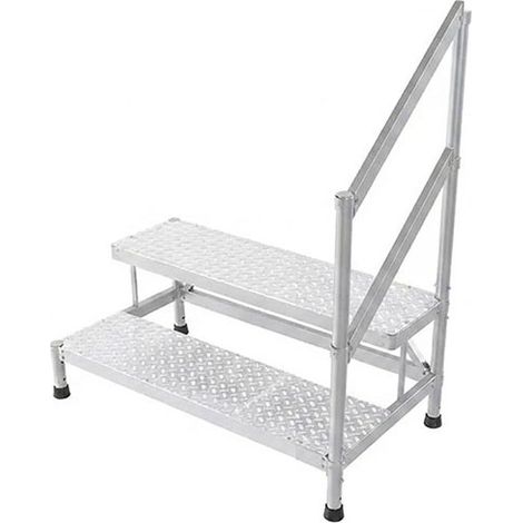 Montagetritt  aus Aluminium - 2 Stufen - Breite 1.50m - Geländer rechts - MP2-150-GCD (1/5)