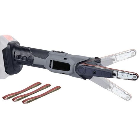 Ponceuse bande sans fil 10 × 330 mm, 6 vitesses réglables, angle d’inclinaison 35°, compatible avec batteries Makita 18 V (sans batterie)