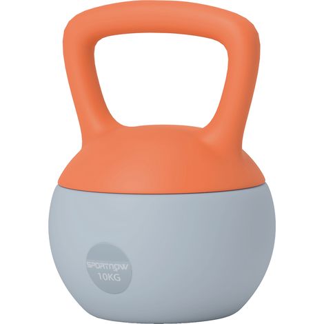 10KG Soft Kettlebell, Kettle Bell with Non--Slip Handle for Home Gym, Weight Lifting, Strength Training, Orange/Grey (1/5)