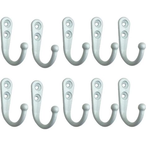 10 crochets muraux en alliage de zinc - avec vis de fixation - blancs - mesurant 31x22x10 mm, rangement élégant. (1/5)