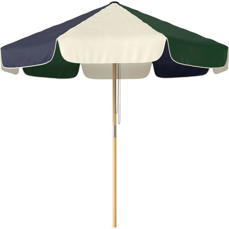 Sonnenschirm mit Seil, UV-Schutz 30+, Vintage-Stil, Holzoptik, neigbar, Ø 226 cm, Cremegrün
