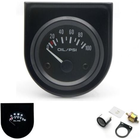 Öldruckmesser für Kraftfahrzeuge, Umrüstung 52 mm, Öldruckinstrument für Kraftfahrzeuge 0-100 PSI, Ölmessgerät mit Sensoren 12,0 V, allgemeines Instrument für Kraftfahrzeuge, Fahrzeugzähler (1/5)
