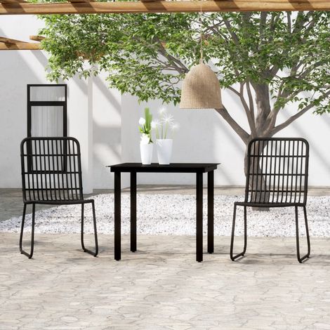 Ensemble Table et Chaise de Jardin 3 pcs - Ensemble de salle à manger de jardin Noir BV571827 - BonneVie (1/5)