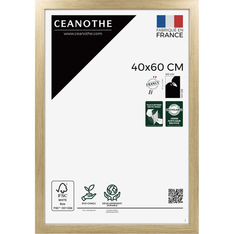 Cadre Photo Brut 40x60 cm et 60x40 cm - Convient au A3 – Cadre pour Photo 40x60 cm, Affiche ou Poster - Cadre Photo Eternel Brut 40x60 cm - Fabriqué en France - Verre acrylique Incassable