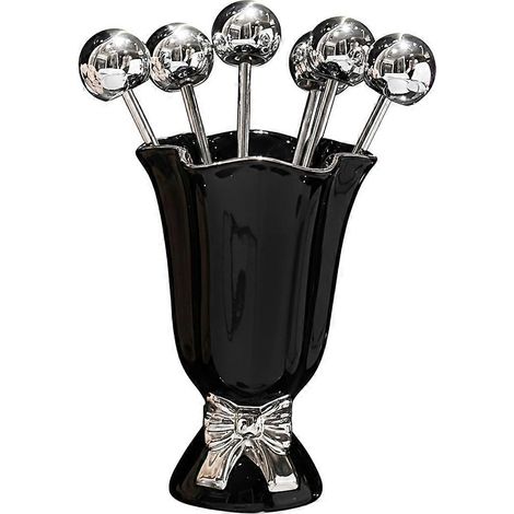 Inox fruits fourchettes lot ins céramique pot dessert fourchettes avec support light luxury maison décoration B (1/5)