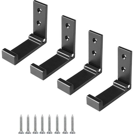 4 Pièces (Noir) Crochet de Suspension Mural en Alliage D'aluminium Patères Pliables à 90 ° avec vis pour Armoire de Porte Murale Cuisine Salle de Bain Bureau Mural Vestiaire Salle de Bain (1/5)
