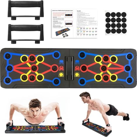 Portable Planche Pompe, Planche Pompe Musculation avec Antiglisse Poignées, Pliable Planche et Appareil de Fitness Système équipement d’Entrainement pour Les Muscle Unisexe (1/5)