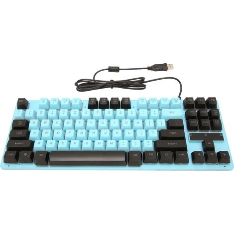 Clavier de jeu filaire 87 touches, design ergonomique rétroéclairé couleur, accessoires pour ordinateur de bureau et portable, bleu foncé