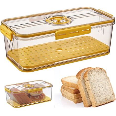 – Boîte à pain hermétique avec couvercle – Design à clipser – Matériau plastique durable – Dimensions 32,5x17,5x11 cm – Pour conservation optimale (1/5)