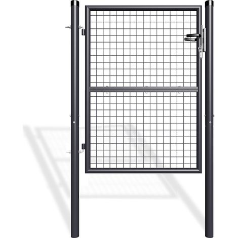 Casanoov – Portillon grillagé 1m – Acier galvanisé gris anthracite RAL 7016 – Dimensions 100x130cm – Ouverture réversible pour accès sécurisé