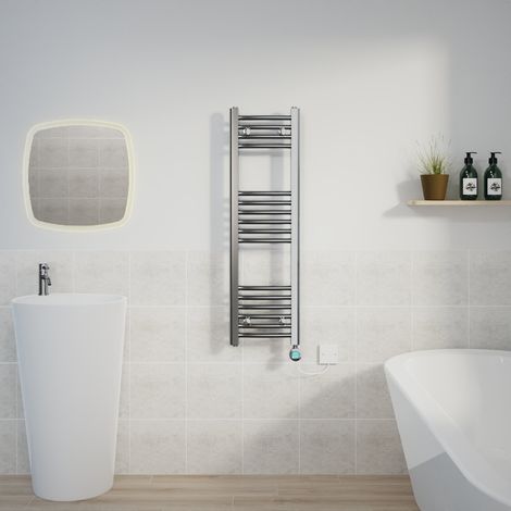 Curved Towel Rail Thermostatic Timer Chrome 1000x300mm 400W (1/5)