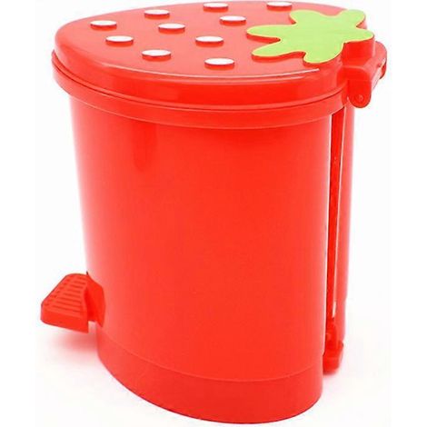 Adorable mini poubelle de bureau en forme de fraise, avec support pour les déchets.-10.5X9X9CM-Red (1/3)