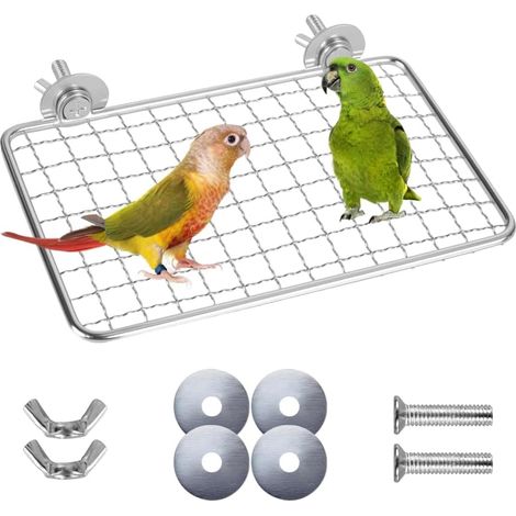 Plateforme Pour Oiseaux - 1 Unité - Acier Inoxydable - Perchoir Résistant - Cage Perruche Calopsitte - 20x13cm (1/5)