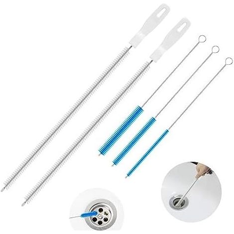 5-teiliges Abflussreinigungsbürsten-Set, mit 2 x 45 cm Spülbeckenreinigern und 3 x Rohrbürsten zur Reinigung von Rohren und Abflüssen, Abflussreinigungswerkzeug für Bad und Küche - (1/5)