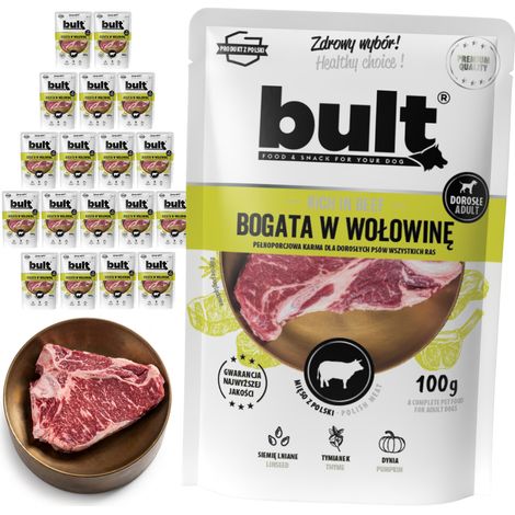 Cibo umido per cani BULT, gusto manzo, bustine da 20x100g (1/2)