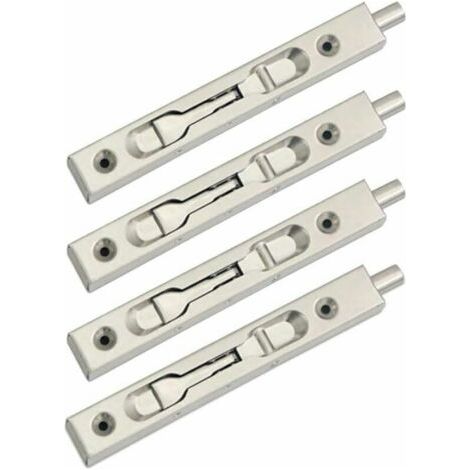 Lot de 4 (2 paires) loquet coulissant pour loquet de porte affleurant, action de levier de sécurité dissimulée, boulon coulissant en acier inoxydable - (longueur 15 cm) (1/4)