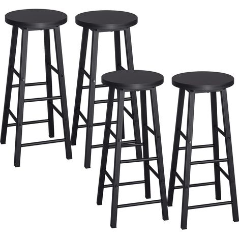 Woltu – Lot de 4 tabourets de bar en métal et MDF – Hauteur d'assise 71 cm – Antidérapants et faciles à assembler – Style industriel moderne (1/5)