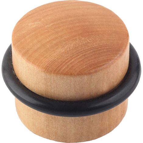 Butée de porte adhésive avec finition hêtre transparent. Dimensions: 37x37x32 mm - talla (1/2)