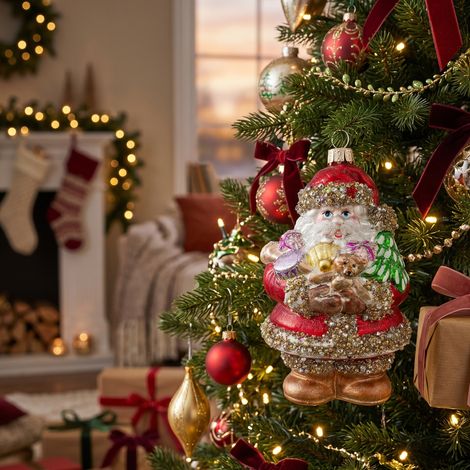 Pendaglio in vetro per albero di Natale decorazione natalizia -Babbo Natale (1/5)