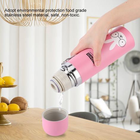 Gourde isotherme portable en acier inoxydable rose de 500 ml, motif dessin animé, pour enfants (1/5)