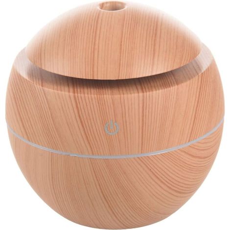 Humidificateur USB - Diffuseur d'huiles essentielles - Diffuseur à ultrasons - Humidificateur d'air - Purificateur d'air - 7 couleurs changeantes - Veilleuse LED pour la maison - Bois clair (1/5)