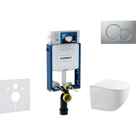 Geberit Kombifix - Set Vorwandelement, Gaia-WC mit Softclose-Sitz und Sigma01-Betätigungsplatte, Chrom matt lackiert SANI15CA1121