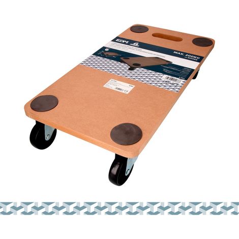 Carretilla con base de madera peso máximo 200kg, medidas: 58x30x12cm
