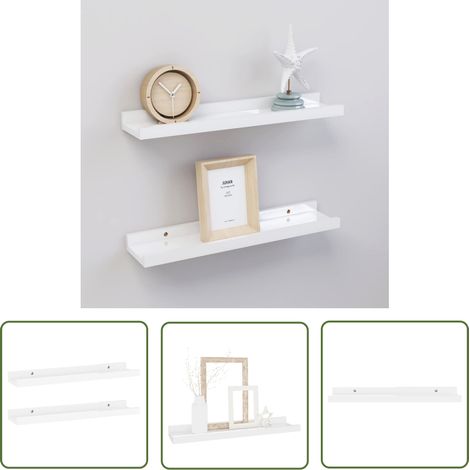 Étagère suspendue - vidaXL Étagères murales 2 pcs Blanc brillant 40x9x3 cm - Rangement intérieur (1/5)